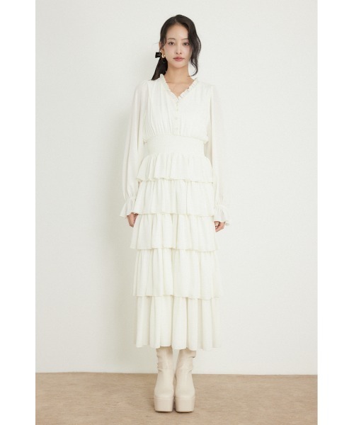 rienda(リエンダ)の「ドットフラワーウエストシャーリングワンピース 秋服(ワンピース・レディース・ホワイト/レッド系その他/ブラック系その他・SMALL/MEDIUM)」の10枚目の写真