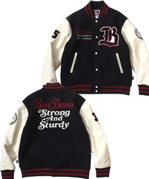 BEN DAVIS/ベンデイビス BD STADIUM JACKET/オーバーサイズ フェイクメルトン フェイクレザースリーブ ワッペン刺繍 スタジアムジャケット/スタジャン/中綿ジャケット/レディース メンズ