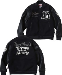 BEN DAVIS/ベンデイビス BD STADIUM JACKET/オーバーサイズ フェイクメルトン フェイクレザースリーブ ワッペン刺繍 スタジアムジャケット/スタジャン/中綿ジャケット/レディース メンズ