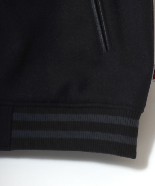 BEN DAVIS(ベンデイビス)の「BEN DAVIS/ベンデイビス BD STADIUM JACKET/オーバーサイズ フェイクメルトン フェイクレザースリーブ ワッペン刺繍 スタジアムジャケット/スタジャン/中綿ジャケット/レディース メンズ(スタジャン・メンズ・ブラック×ホワイト/ブラック×ブラック・M/XL/L)」の4枚目の写真