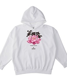NOBOUND(ノーバウンド) プルパーカー スウェット 裏毛 蓮 花 フラワー柄 プリント ビッグシルエット メンズ レディース ユニセックス