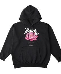 NOBOUND（ノーバウンド） プルパーカー スウェット 裏毛 蓮 花 フラワー柄 プリント ビッグシルエット メンズ レディース ユニセックス