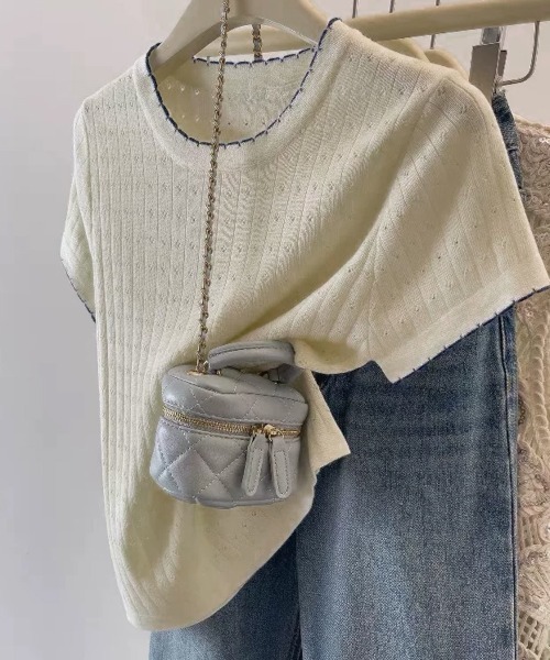 shoppinggo(ショッピングゴー)の「夏服Tシャツ レディース クールネック 半袖Tシャツ 無地 シンプル カットソー(Tシャツ/カットソー・レディース・ホワイト/ブラック/ベージュ・FREE)」の9枚目の写真