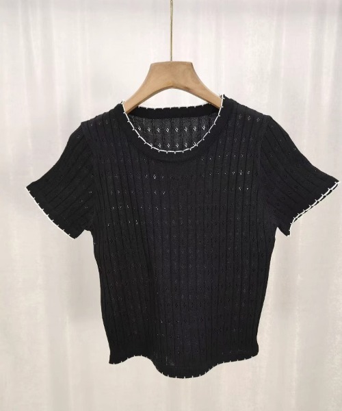 shoppinggo(ショッピングゴー)の「夏服Tシャツ レディース クールネック 半袖Tシャツ 無地 シンプル カットソー(Tシャツ/カットソー・レディース・ホワイト/ブラック/ベージュ・FREE)」の13枚目の写真