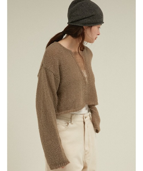 LA PEAU DE GEM(ラポドゥジェム)の「ブークレニットプルオーバー / 【 LA PEAU DE GEM 】 boucle knit pullover(ニット/セーター・レディース・ブラック/グレイッシュベージュ・FREE)」の3枚目の写真