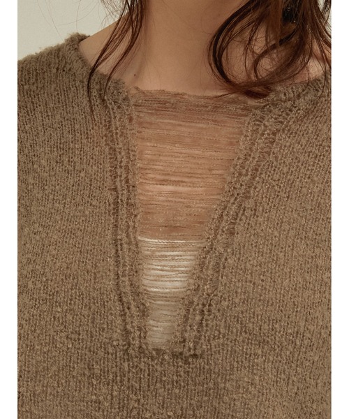 LA PEAU DE GEM(ラポドゥジェム)の「ブークレニットプルオーバー / 【 LA PEAU DE GEM 】 boucle knit pullover(ニット/セーター・レディース・ブラック/グレイッシュベージュ・FREE)」の9枚目の写真