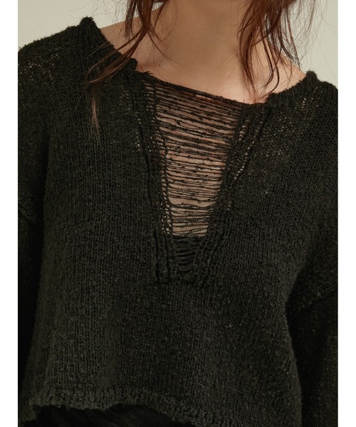 LA PEAU DE GEM(ラポドゥジェム)の「ブークレニットプルオーバー / 【 LA PEAU DE GEM 】 boucle knit pullover(ニット/セーター・レディース・ブラック/グレイッシュベージュ・FREE)」の13枚目の写真
