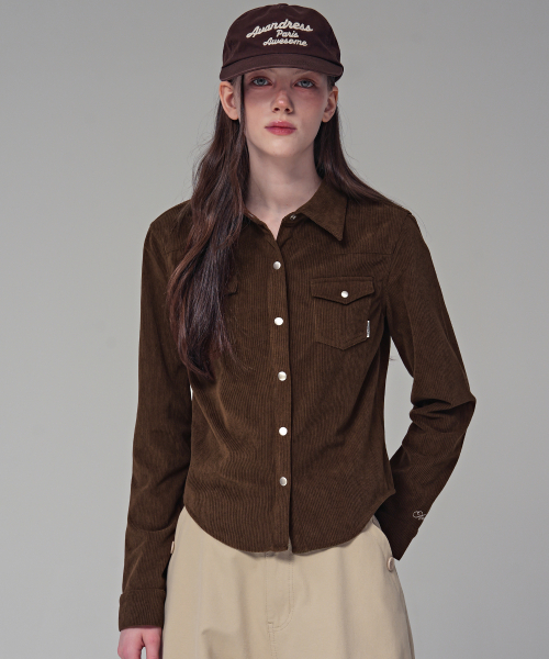 AVANDRESS(アバンドレス )の「ハーベスト コーデュロイ スリムフィット シャツ_3COL(シャツ/ブラウス・レディース・ブラック/ダークブラウン/クリーム・SMALL/MEDIUM)」の4枚目の写真
