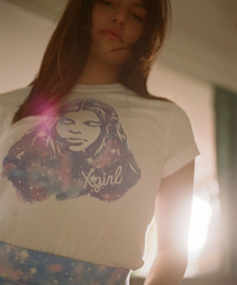 X-girl | FACE S/S TEE /Tシャツ/TEE/宇宙柄/フェイス/グラフィック/夏/半袖/ロゴ(Tシャツ/カットソー)