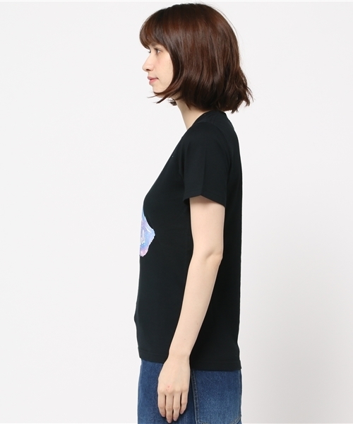X-girl（エックスガール）の「FACE S/S TEE /Tシャツ/TEE/宇宙柄/フェイス/グラフィック/夏/半袖/ロゴ（Tシャツ/カットソー・レディース・ホワイト/ブラック/イエロー・1/2）」の5枚目の写真