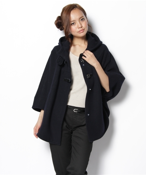 MILKFED.(ミルクフェド)の「GROSGRAIN PONCHO(ポンチョ・レディース・ベージュ/ネイビー・ONE SIZE)」の5枚目の写真