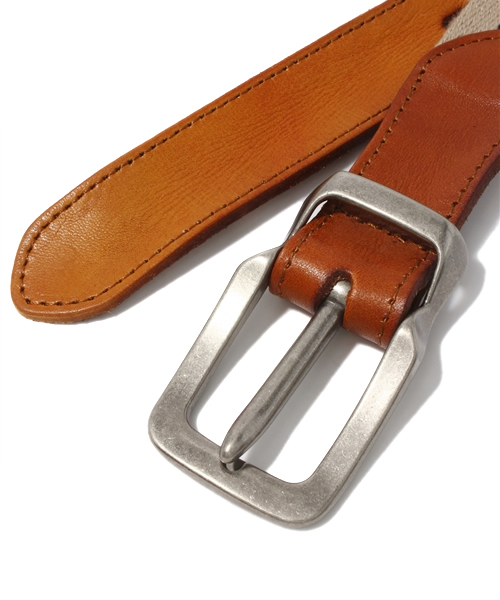 R.NEWBOLD(アールニューボールド)の「TAPE BELT/STRIPE/805662(ベルト・メンズ・ベージュ/ネイビー/レッド・FREE)」の4枚目の写真