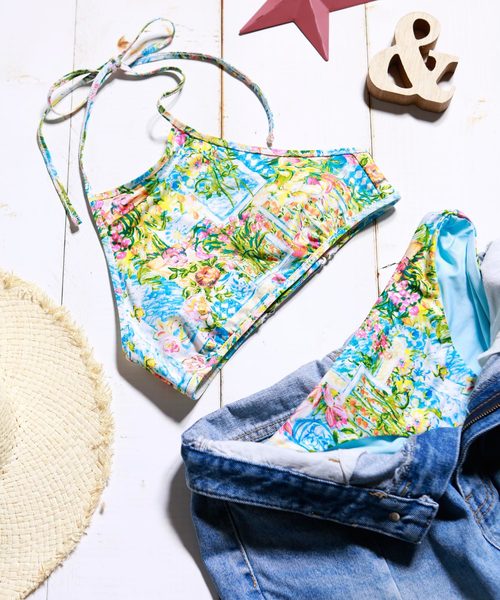SUNBABIES(サンベイビーズ)の「アメリカンスリーブ・ビキニブラトップ/SUNBABIES(水着・レディース・ホワイト/ホワイト系その他/ブラック/その他・MEDIUM/SMALL)」の4枚目の写真