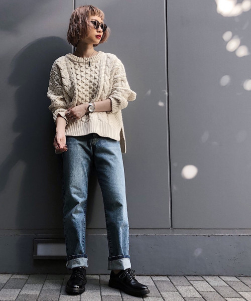 PAGEBOY（ページボーイ）の「プレミアムケーブルニット（ニット/セーター・レディース・ホワイト/ベージュ/パープル/グリーン/ブラック/ピンク/ライトベージュ・FREE）」の8枚目の写真