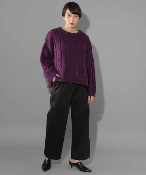 PAGEBOY（ページボーイ）の「プレミアムケーブルニット（ニット/セーター・レディース・ホワイト/ベージュ/パープル/グリーン/ブラック/ピンク/ライトベージュ・FREE）」の16枚目の写真