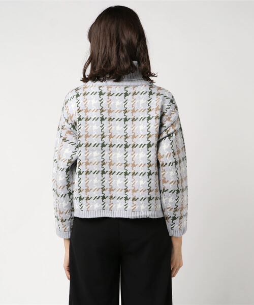 STYLEBLOCK（スタイルブロック）の「アクリルジャガードチェックタートルネックプルオーバー（ニット/セーター・レディース・ホワイト/グレー/モカ/ライトベージュ・M）」の6枚目の写真