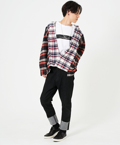 FUGA（フーガ）の「ドッキング変形オーバーサイズチェックシャツ