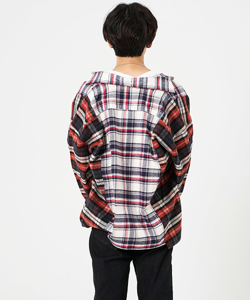 FUGA（フーガ）の「ドッキング変形オーバーサイズチェックシャツ