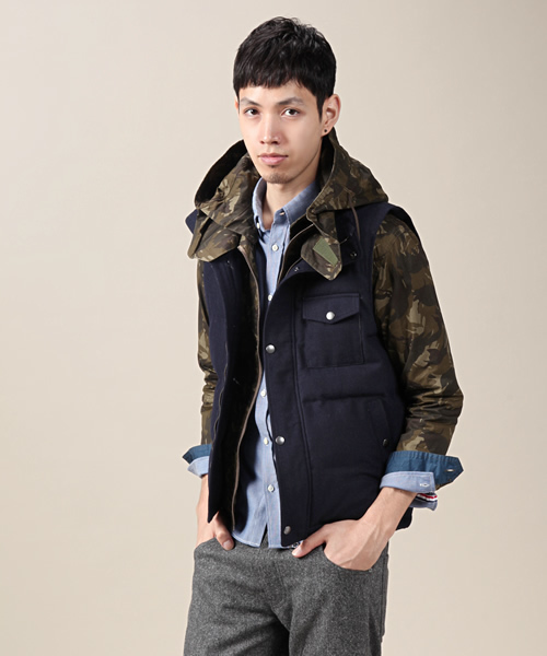 RATTLE TRAP（ラトルトラップ）の「メルトン中綿ベスト（ダウンベスト・メンズ・ブラック/グレー/ネイビー/ベージュ・MEDIUM/LARGE/LL）」の4枚目の写真