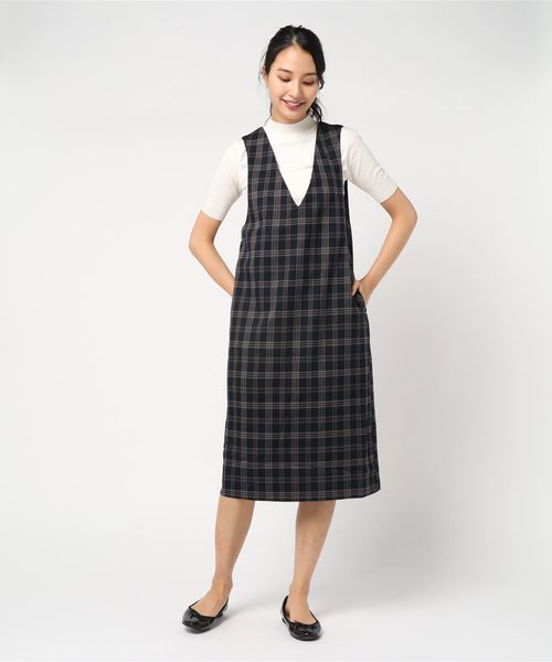 LBC（エルビーシー）の「TRチェックジャンスカ（ジャンパースカート・レディース・ネイビー/グレー・M/L）」の5枚目の写真