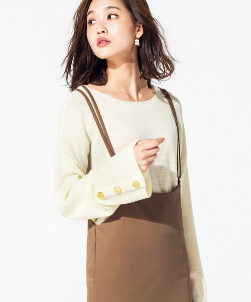GeeRA(ジーラ)の「袖ボタンニット(ニット/セーター・レディース・オフホワイト/ピンク/ブラック・LARGE/MEDIUM/SMALL/X-LARGE)」の2枚目の写真