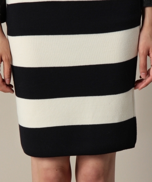 BEAUTY&YOUTH UNITED ARROWS（ビューティーアンドユースユナイテッドアローズ）の「BYTF ミラノリブボーダータイトスカート（bl）(gz) ◆（スカート・レディース・オフホワイト/ブラック/グレー・フリー）」の7枚目の写真