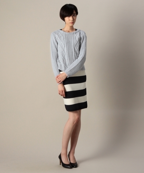 BEAUTY&YOUTH UNITED ARROWS（ビューティーアンドユースユナイテッドアローズ）の「BYTF ミラノリブボーダータイトスカート（bl）(gz) ◆（スカート・レディース・オフホワイト/ブラック/グレー・フリー）」の12枚目の写真