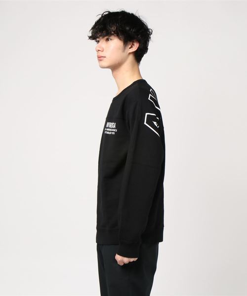 黒 長袖カットソー ロゴ付き AVIREX アヴィレックス ビッグロゴ クルーネック スウェット And