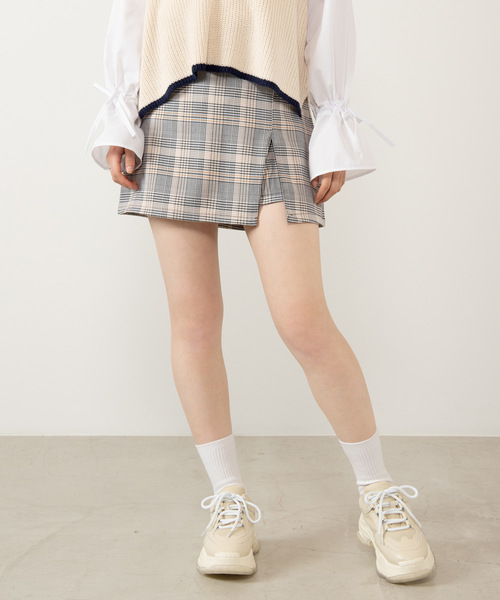 DING(ディング)の「DING/チェック柄スリットスカパン(スカート・レディース・その他1・FREE)」の1枚目の写真