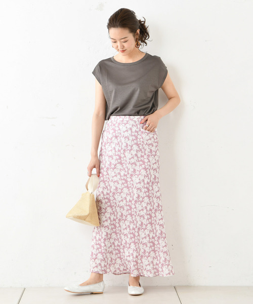 DouDou(ドゥドゥ)の「フラワープリントスカート(スカート・レディース・ブラック/ピンク/グリーン・38/36)」の8枚目の写真