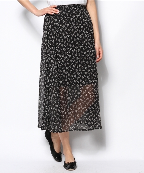 Kastane（カスタネ）の「【Kastane】花柄マキシシフォンスカート（スカート・レディース・ホワイト/オレンジ/ブラック・FREE）」の3枚目の写真