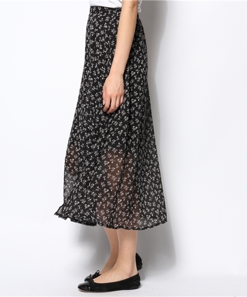 Kastane（カスタネ）の「【Kastane】花柄マキシシフォンスカート（スカート・レディース・ホワイト/オレンジ/ブラック・FREE）」の4枚目の写真