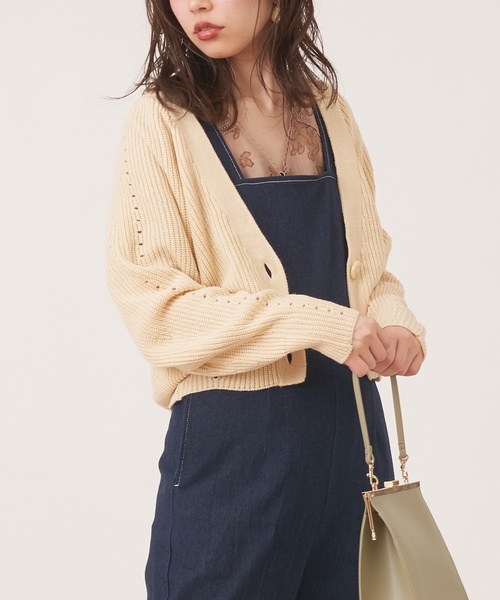 natural couture（ナチュラルクチュール）の「プチプラお上品アイレットカーディガン（カーディガン/ボレロ・レディース・ブラウン/イエロー/ピンク/アイボリー/ラベンダー/レッド系その他・FREE）」の15枚目の写真