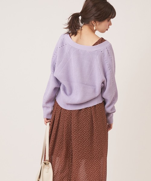 natural couture（ナチュラルクチュール）の「プチプラお上品アイレットカーディガン（カーディガン/ボレロ・レディース・ブラウン/イエロー/ピンク/アイボリー/ラベンダー/レッド系その他・FREE）」の8枚目の写真