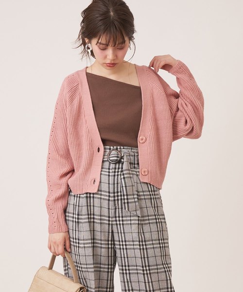 natural couture（ナチュラルクチュール）の「プチプラお上品アイレットカーディガン（カーディガン/ボレロ・レディース・ブラウン/イエロー/ピンク/アイボリー/ラベンダー/レッド系その他・FREE）」の9枚目の写真