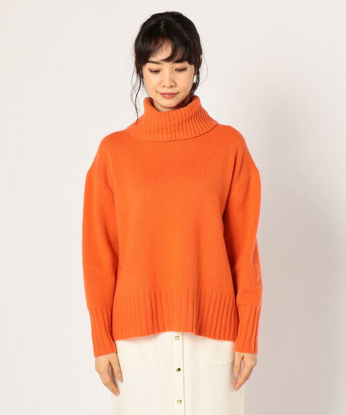 NOLLEY’S（ノーリーズ）の「カシミヤブレンド天竺タートルプルオーバーニット（ニット/セーター・レディース・オレンジ/オフホワイト/ライトグレー/キャメル・38）」の16枚目の写真