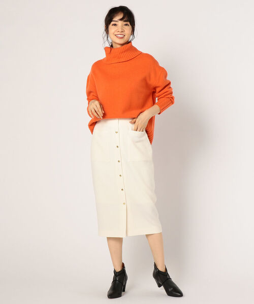 NOLLEY’S（ノーリーズ）の「カシミヤブレンド天竺タートルプルオーバーニット（ニット/セーター・レディース・オレンジ/オフホワイト/ライトグレー/キャメル・38）」の9枚目の写真