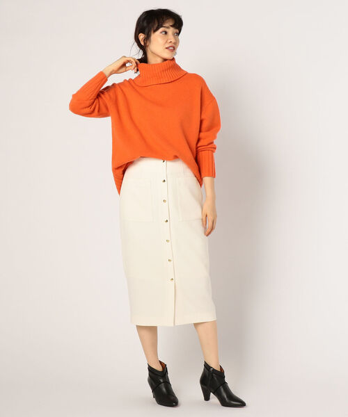 NOLLEY’S（ノーリーズ）の「カシミヤブレンド天竺タートルプルオーバーニット（ニット/セーター・レディース・オレンジ/オフホワイト/ライトグレー/キャメル・38）」の8枚目の写真