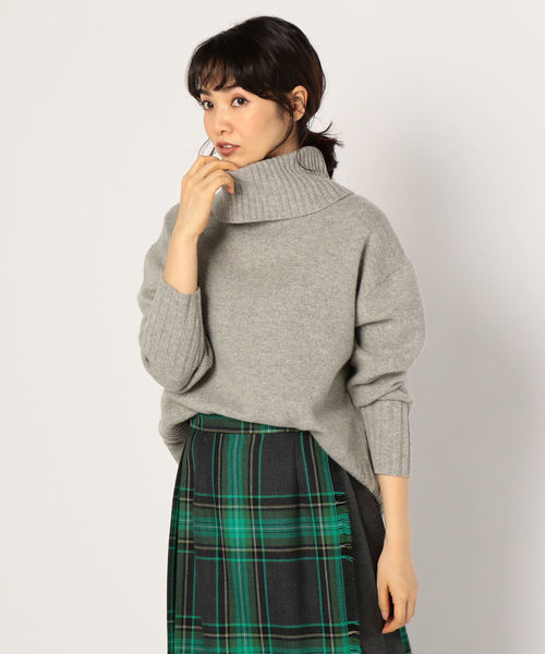 NOLLEY’S（ノーリーズ）の「カシミヤブレンド天竺タートルプルオーバーニット（ニット/セーター・レディース・オレンジ/オフホワイト/ライトグレー/キャメル・38）」の3枚目の写真