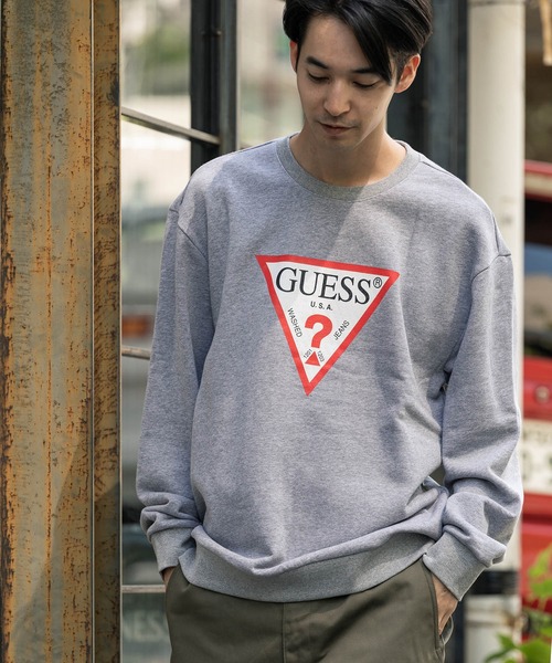 Guess(ゲス)の「GUESS/ゲス SWEAT SHIRT トライアングルロゴ スウェット(スウェット)」|グレー