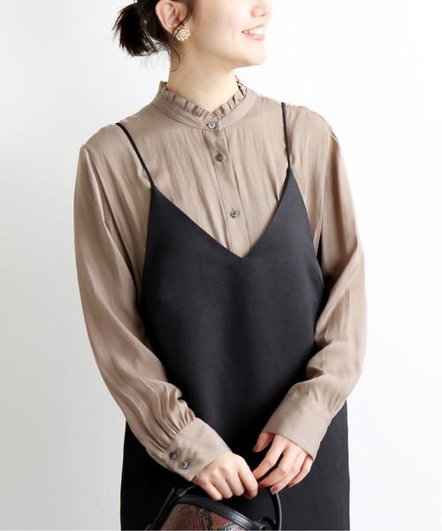 IENA（イエナ）の「サテンフリルシャツ◇（シャツ/ブラウス