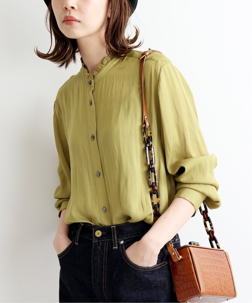 IENA（イエナ）の「サテンフリルシャツ◆（シャツ/ブラウス・レディース・ブラック/ベージュ/グリーン・FREE）」の20枚目の写真