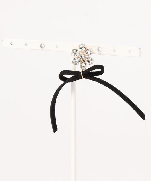 flower（フラワー）の「ジュエルリボンピアス（ピアス（片耳用）・レディース・ブラック・FREE）」の4枚目の写真
