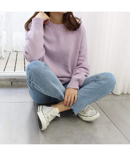 MODE ROBE（モードローブ）の「カラーウールニット（ニット/セーター・レディース・パープル/イエロー/アイボリー/ミント/ピンク・FREE）」の4枚目の写真