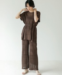 Bou Jeloud | クロシェニットパンツセットアップ/サマーニットチュニック/ワイドパンツ/プルオーバーSETUP(チュニック)