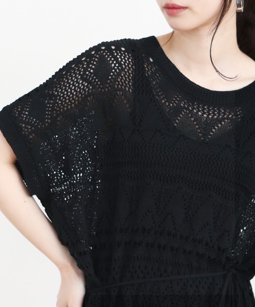 Bou Jeloud（ブージュルード）の「クロシェニットパンツセットアップ/サマーニットチュニック/ワイドパンツ/プルオーバーSETUP（チュニック・レディース・ベージュ/ブラック/ブラウン・FREE）」の16枚目の写真