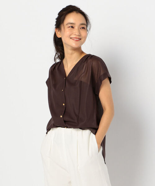 NOLLEY’S(ノーリーズ)の「100/2ガスボイルギャザーブラウス(シャツ/ブラウス・レディース・ミント/サーモンピンク/キャメル/グレイッシュブルー/パープル/ブラウン・38/36)」の2枚目の写真