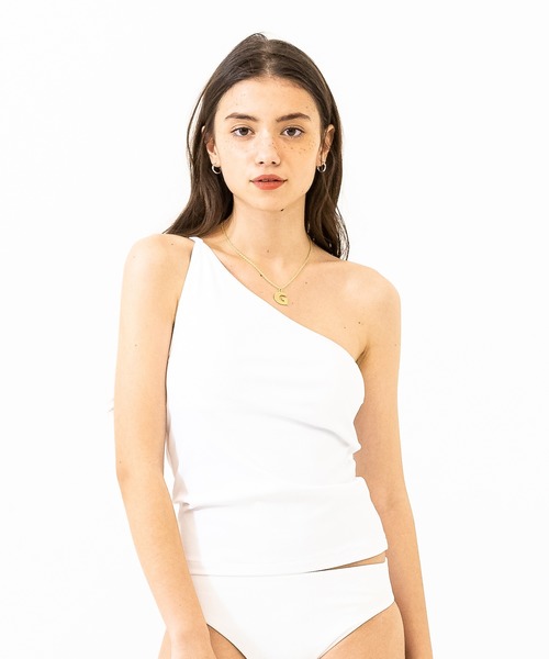 GUACAMOLE（ガカモレ）の「GUACAMOLE ONE SHOULDER TOP (ワンショルダートップ)（水着・レディース・ローズ/ミント/グリーン/ピンク/ブラウン/ベージュ/ホワイト/ブラック・MEDIUM）」の2枚目の写真
