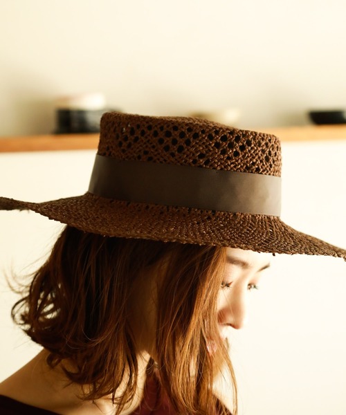 BAYFLOW(ベイフロー)の「スカシカンカンハット(ハット・レディース・ブラウン/ナチュラル・FREE)」の1枚目の写真