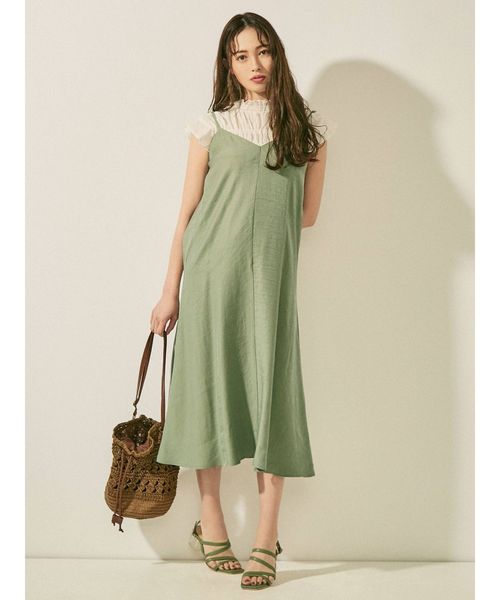 dazzlin（ダズリン）の「サテンＶキャミワンピース（ワンピース・レディース・オフホワイト/ピンク/グリーン/ブラウン/ベージュ・FREE）」の7枚目の写真